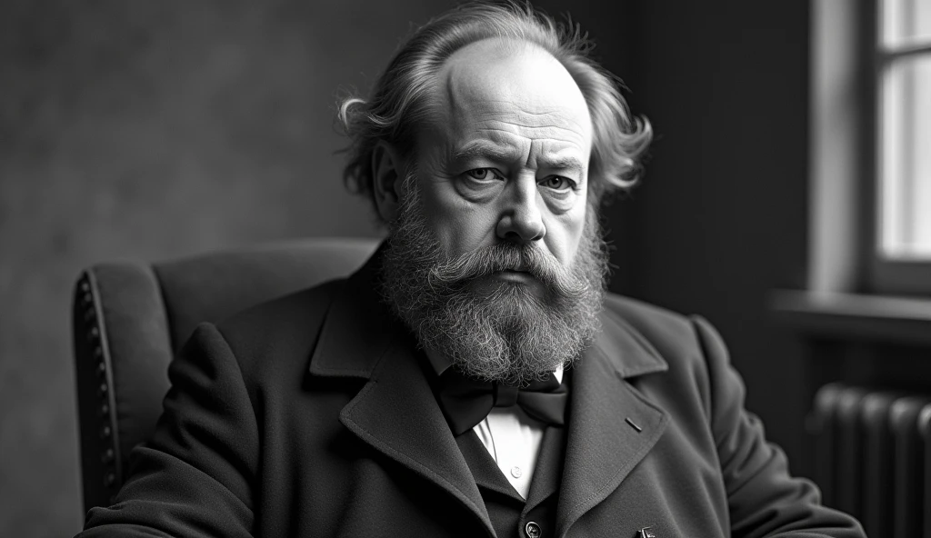 ((best qualityer)), make a black and white image of the philosopher Pierre-Joseph Proudhon
