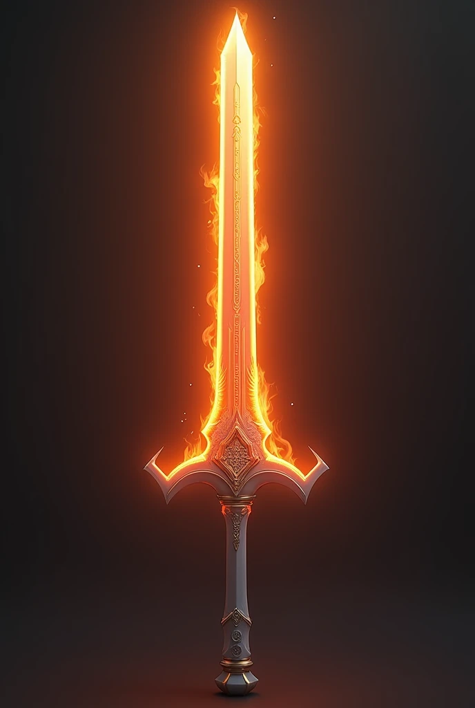 A sword with the power of fire, modern and suitable for women to use. The blade is orange and the handle is pearl white.