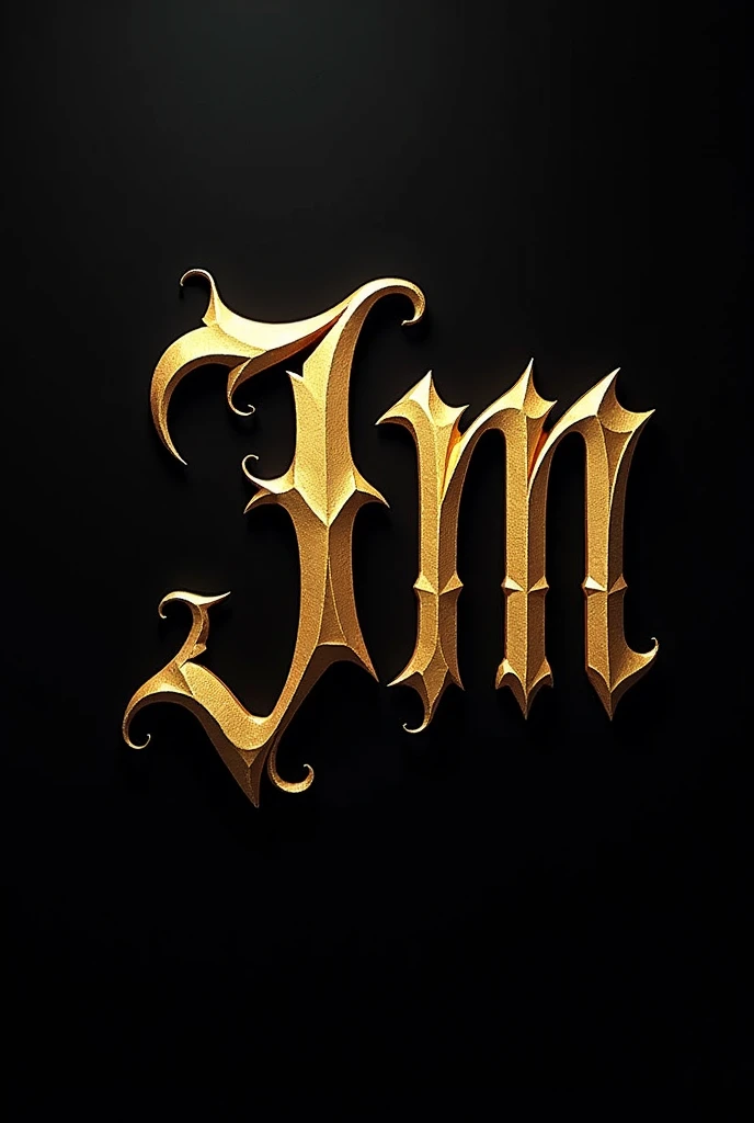 JM monogram in gold and black gothic letters .
