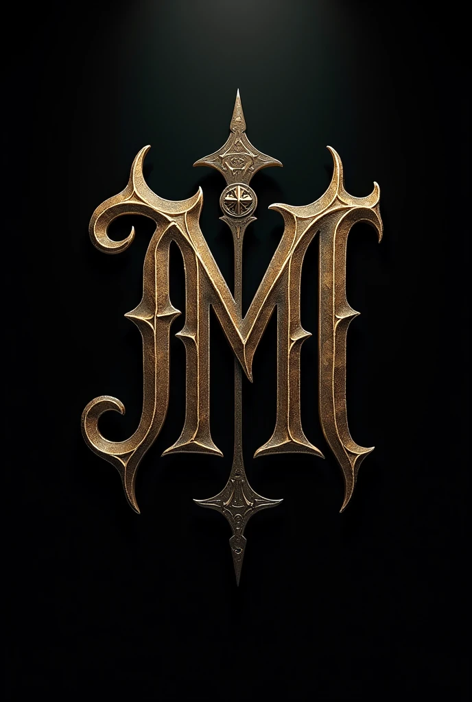 JM monogram in gold and black gothic letters .
