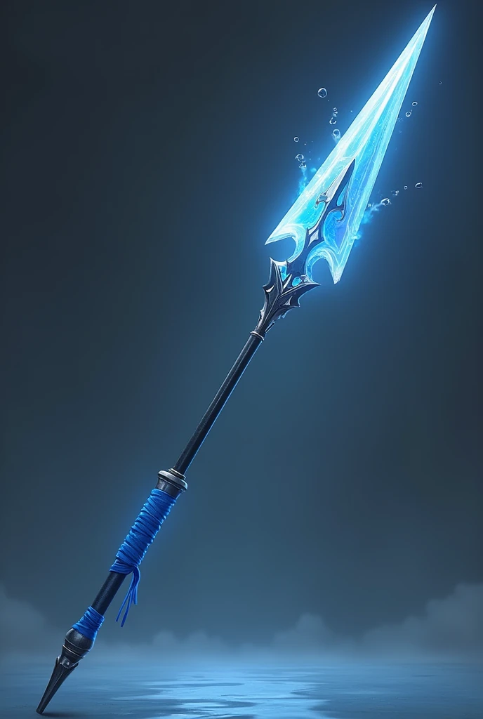 A modern spear, suitable for women&#39;s use, with the power of water. The handle is wrapped in blue cloth. The blade is slender.