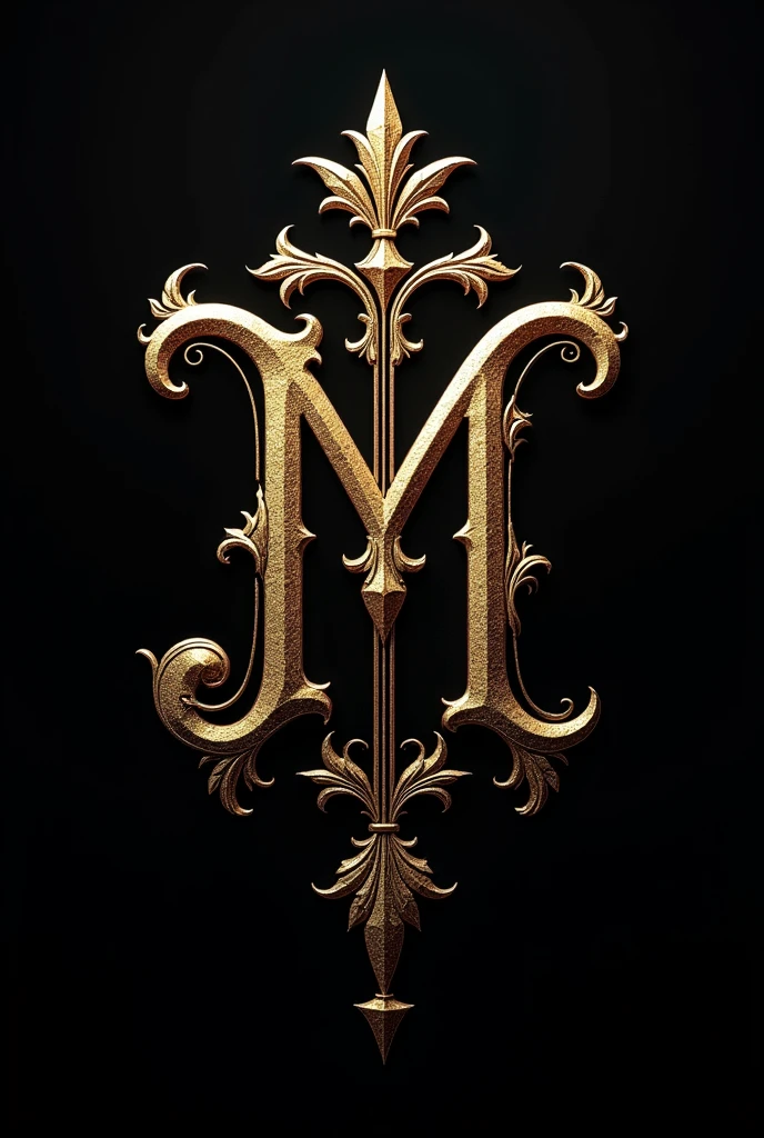 JM monogram in gold and black gothic letters .
