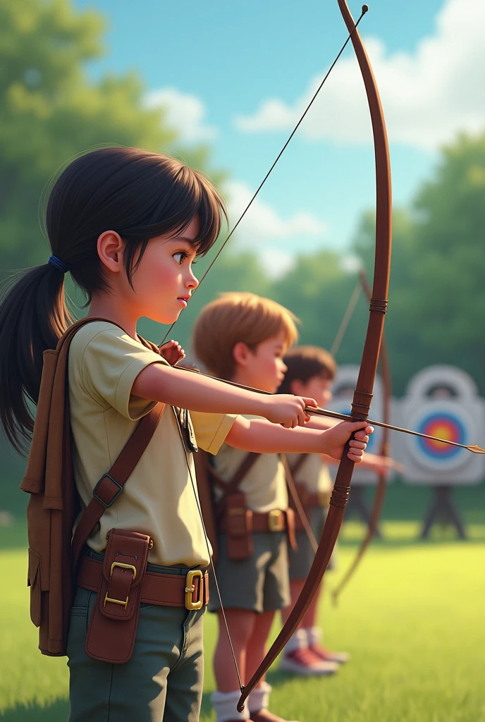 kids with sport archery in range