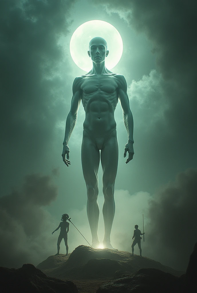 A humanoid being 2 meters tall, 60 kg, defined body, emerging from a sphere of light, in the city of Natal, Brazil