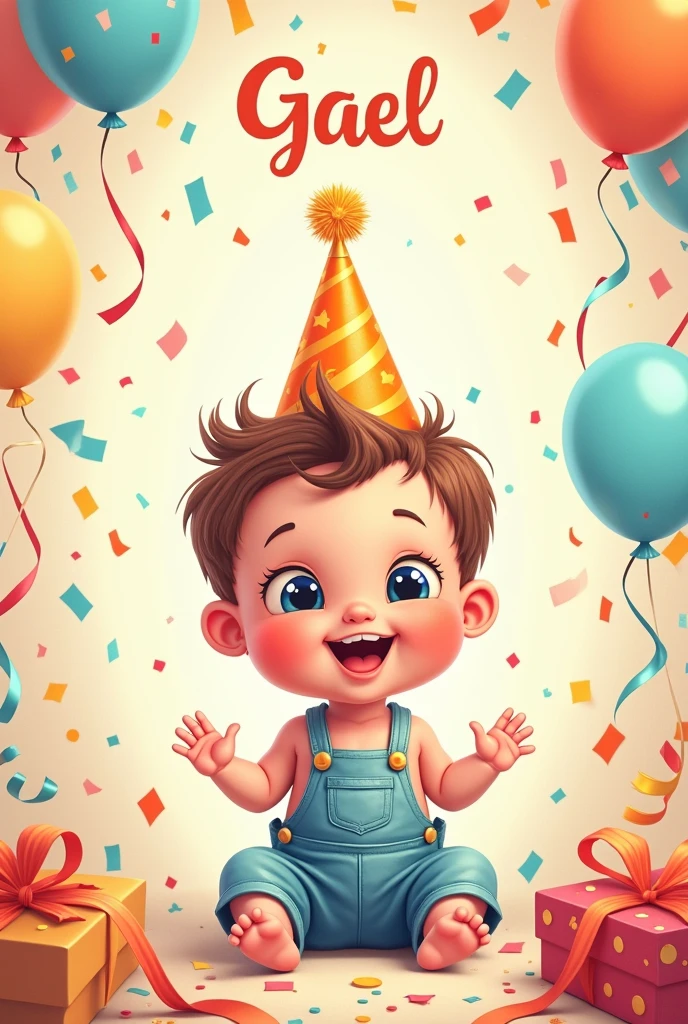 Create a Gael&#39;s 1st birthday invitation image.