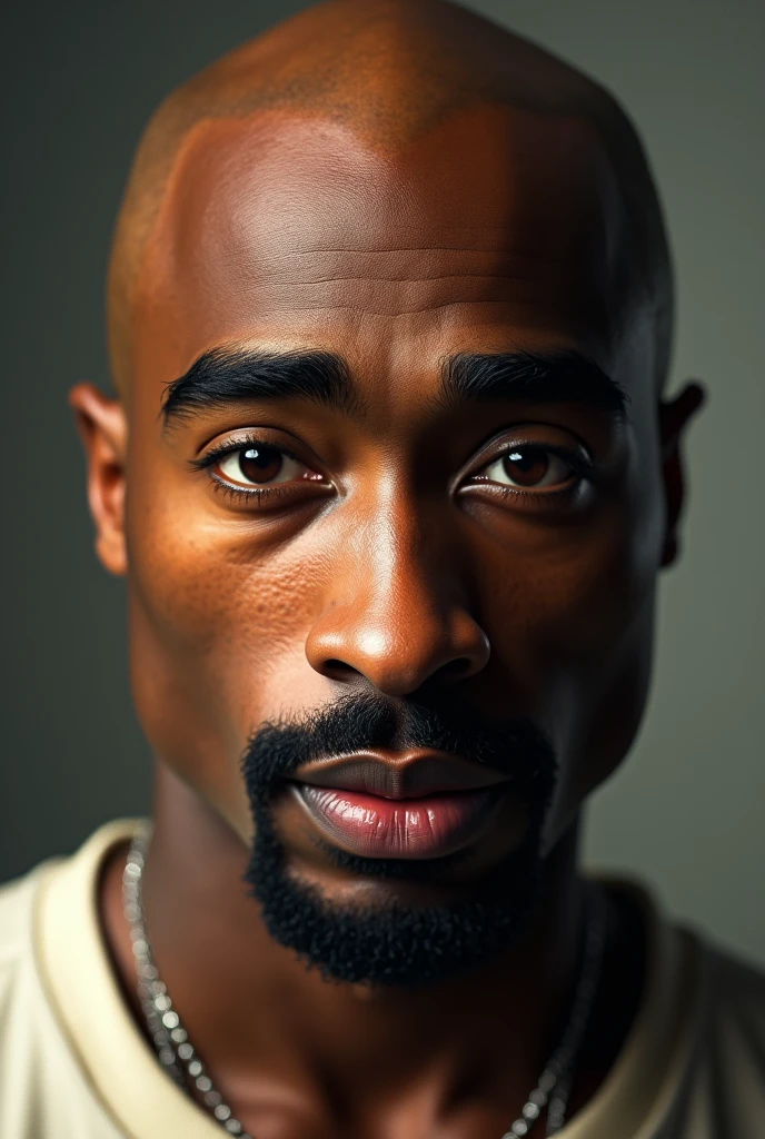 (photorealism:1.2), (masterpiece), (perfect face)

A real as possible image of Tupac Shakur. Pay attention to every single aspect of his face like eyes, nose, lips, head structure, eyebrows and facial hair. Pay close attention to every single facial features and their details.

Ultra High Definition, Ultra High Quality, Extremely Detailed, Perfectly Detailed, 8k, hyper detailed face, exquisite lighting and shadow, cinematic lens effects, enhanced lighting, enhanced details, highest quality, highest resolution