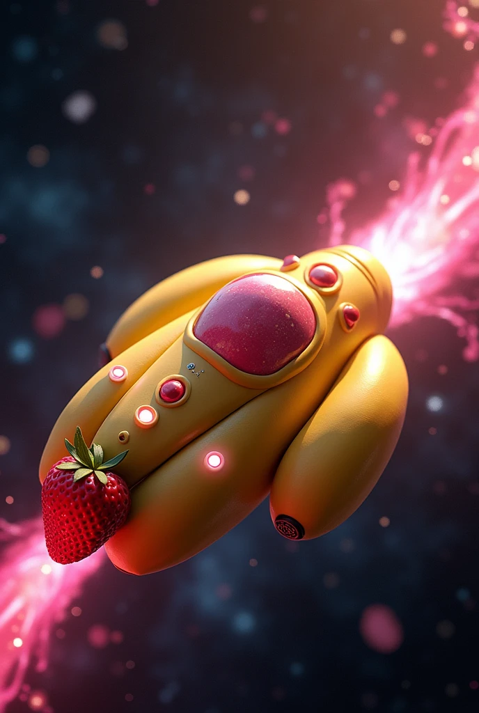 Generates an animated spaceship made of banana that uses strawberry smoothie as fuel