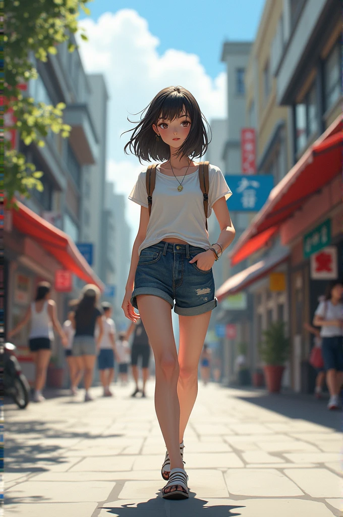 A girl walking on the street
