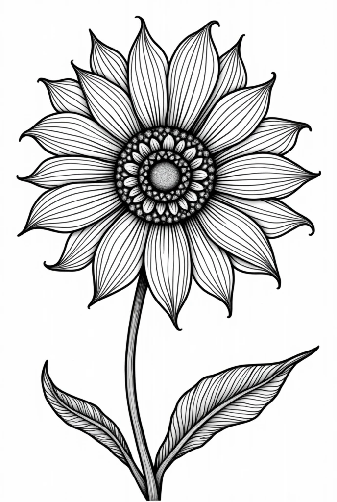 fine line art of mandala themed flower for colouring book, extremely detailed, no smugged lined, no blurry lines, sharp detail coloring book 