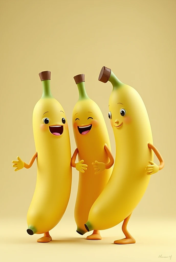 Generates a group of 3 animated bananas 