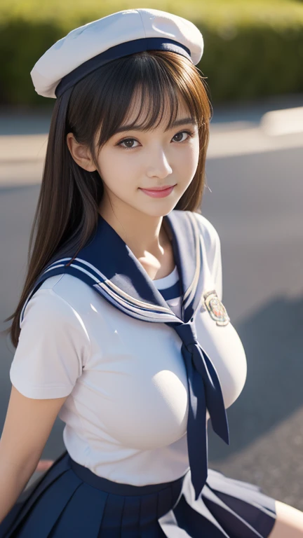 (A gorgeous Japanese idol, age 22 , wearing seifuku, school uniform, sailor moon, jk uniform, high-school uniform, red ribbon, sailor hat, knee high socks, random pose, at a flower shop,

Easygoing expressions, kind smile, dimpled chins, cute snaggle-tooth, short bob hair ponytail, symmetrical face, realistic detailed face, beautiful detailed eyes, perfect ????????????, hourglass figure, ample round bosoms, huge breasts,

Raw photo, photorealistic, realistic portrait, hyper-realism, high contrast, ultra HD, realistic skin textures, top image quality, top-quality, super high resolution, fine details, very meticulously, masterpiece, medium shot, close-up shot, cowboy shot, High Angle Shot, bokeh background, SFW, Safe For Work)