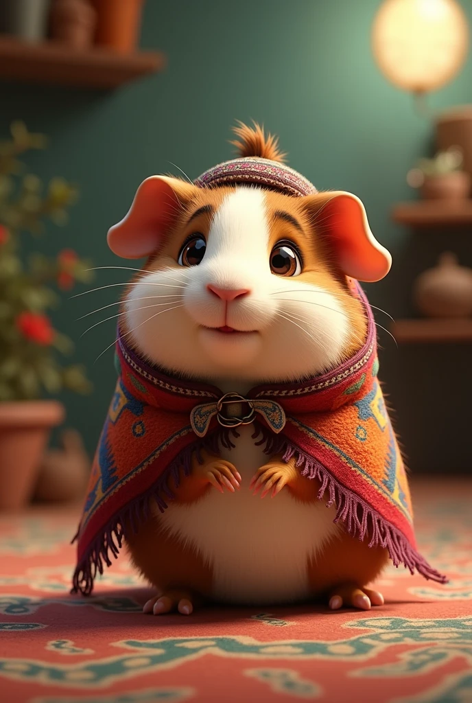 Make a guinea pig in an animated way with a ruana 