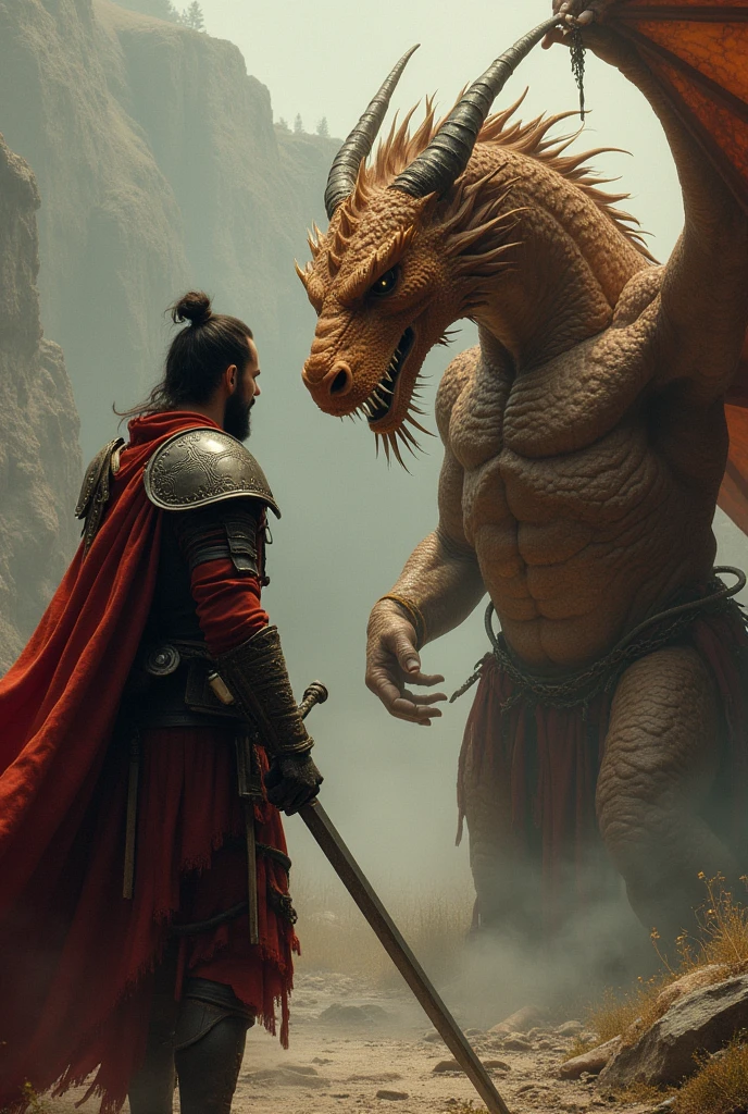A warrior being fucked by a semi-human Dragon God