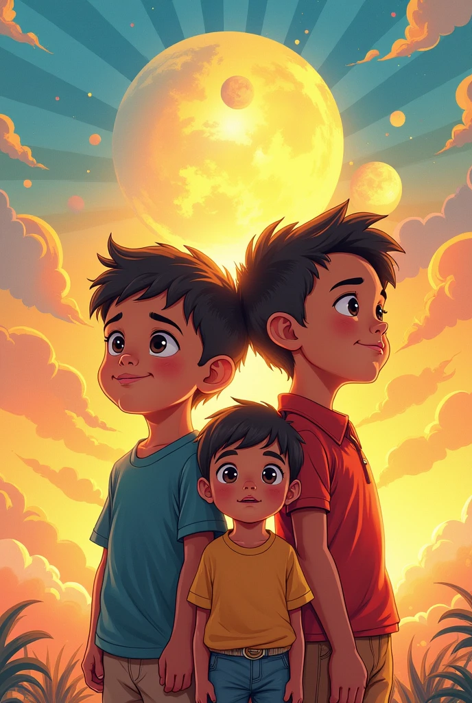 make me an album cover titled we are the champions. 1 male child, 1 girl child, 1 baby boy
