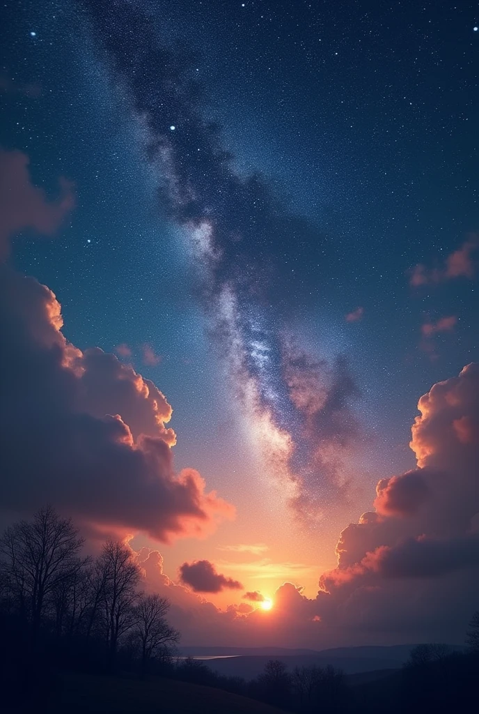 the clash between the daytime sky and the night sky but more defined
