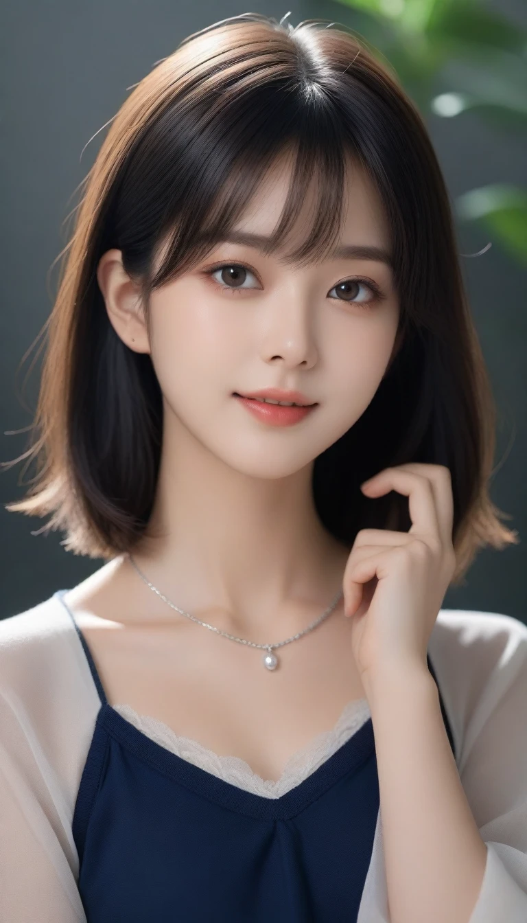 8k, Ultra-high resolution, Highest quality, masterpiece, 三分割法によるphotograph,Surreal, photograph, 1 Girl, (16 years old:1.3), pretty girl, Cute Face, 細部までBeautiful Eyes, 細かくdetailedに,masterpiece,One Girl:1.2,Japanese female announcer,close up,smile,Black Hair,Bowl cut(Ultra-realistic) , (figure), (Increase the resolution), (8k), (非常にdetailedな), (best figure), (Beautiful attention to detail), (Highest quality), (非常にdetailedな), (masterpiece), (wallpaper), (detailedな顔), alone,1 girl, Looking at the audience, Subtle details, detailedな顔s, In the Dark, Deep Shadow, Modest,Pure Erotic Face Ace_v1, smile,Attractive girl、16 years old、(Perfect female body:1.4)、(女の子のポートレートphotograph:1.4)、(Photorealistic images:1.4),Fantasy art,(Beautiful Face:1.4),Beautiful and attractive eyes、Beautiful Eyes、(Tight waist:1.4)、(9 Beautiful girls with perfect body proportions:1.4),Red lips,(choker:1.4),Looking at the audience,(((Ideal body type))),A-cup small breasts :2,、Portraiture:2、Perfect Anatomy、鮮明なdetailed、detailed,Fashion magazine cover,Thin lips,Gray background ,完璧でBeautiful Face ,完璧でCute Face, Skin with attention to detail, Perfect limbs、Narrow waist,Looking at the audience,(((Ideal body type))),A cup small breasts :2,Portraiture:2,Perfect Anatomy,鮮明なdetailed,detailed,Surreal,Light and shadow,spotlight