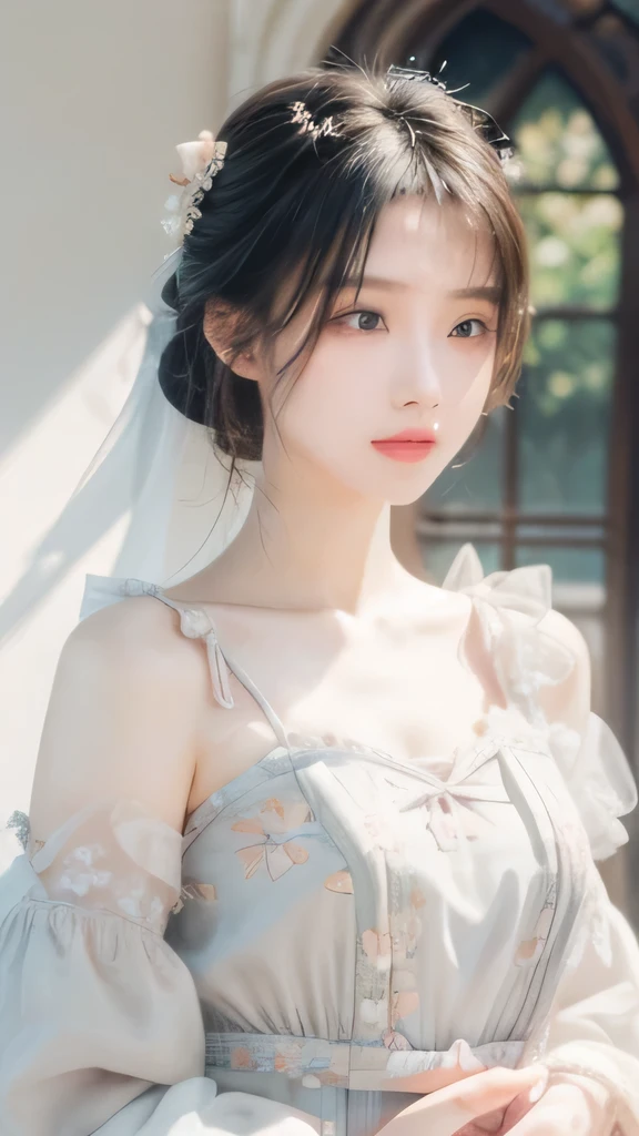 1 girl,Beautiful, Floral Pattern, Radiant Skin, Seductive gaze, Decorative clothing, Natural Lighting, Shallow to see deep, Romantic environment, Dreamy pastel tones, Peculiar details, Film shooting,(8K, original photo:1.2), best quality, Ultra-high resolution,CG Unity 8k Wallpaper,masterpiece,best quality,Very detailed