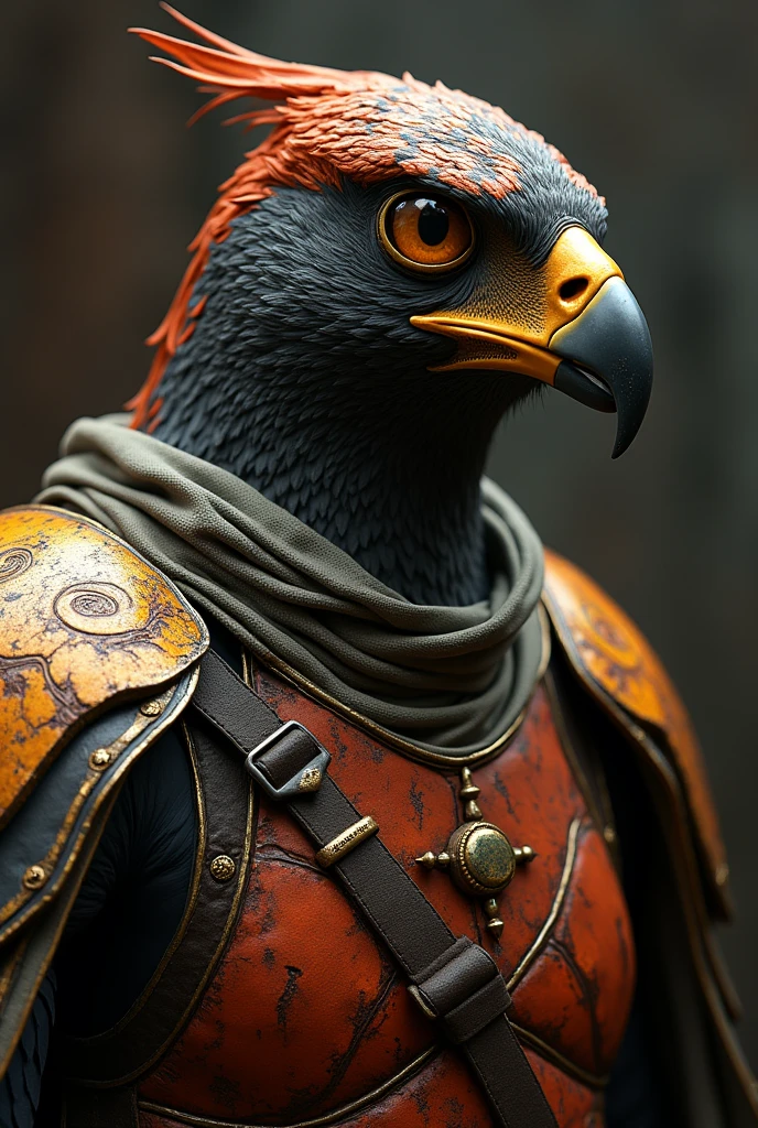 I am the last falcon warrior on my planet. We have fought against the invaders but there is no hope anymore. They have defeated us. I leave this portrait to prove that we exist. , message that we do exist , Very real style 3d details ,24k unique piece proof of existence finishes as in phgotoshop