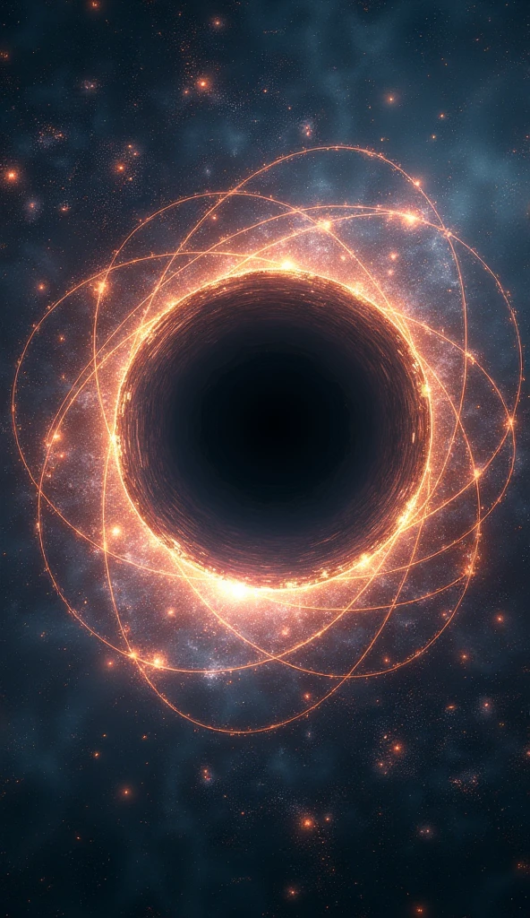 symbol " unlimited ", An illustration that embodies human stupidity and greed, Einstein's deformation diagram, Background Galaxy, Black Hole, Graphics CG Digital Art