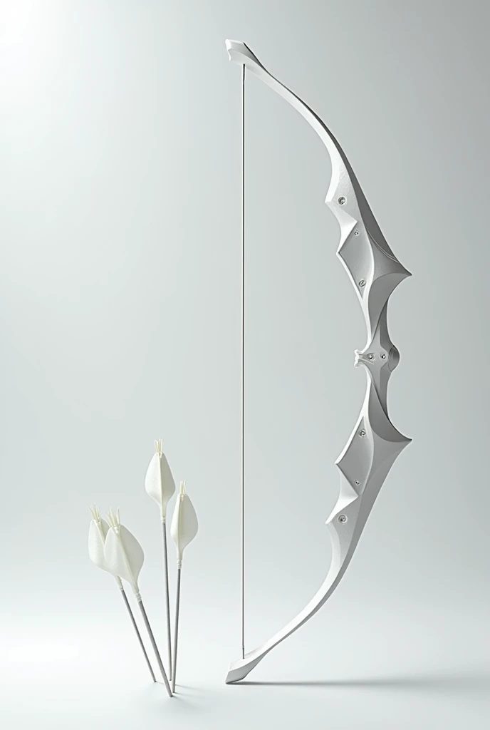 The bow is modern, white, has the power of the wind, is agile, suitable for women to use. The arrows are white.