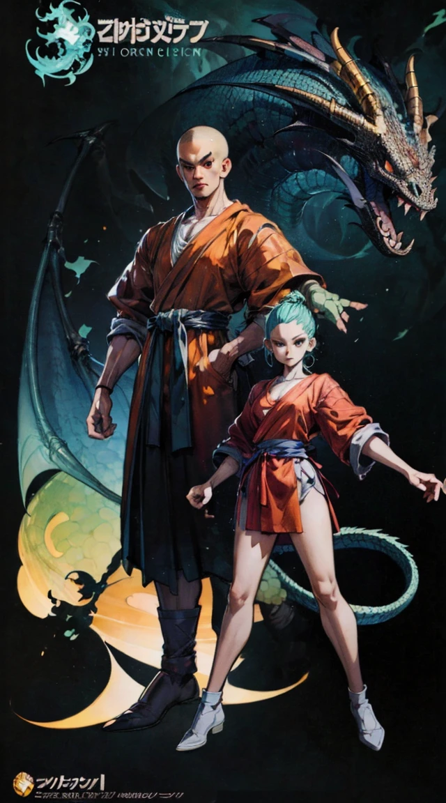 a couple of anime characters with different clothes and hair, dragon ball concept art, interesting character design, colorful concept art, full body concept, full body concept art, concept art of a , detailed full body concept art, best anime character design, full body concept character art, human and dragon fusion, full body character design, ( ( concept character art ) )