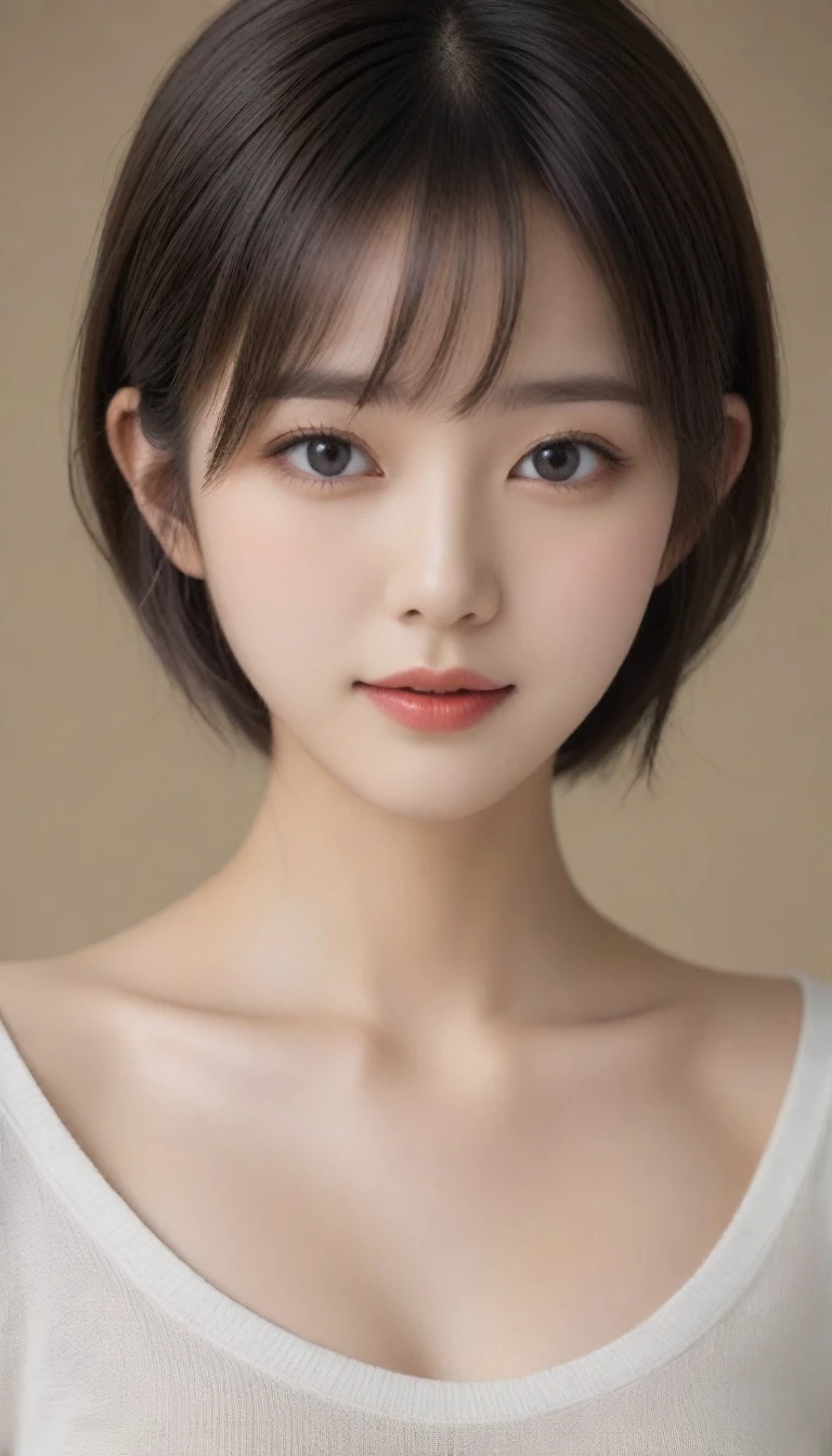 8k, Ultra-high resolution, Highest quality, masterpiece, 三分割法によるphotograph,Surreal, photograph, 1 Girl, (:1.3), pretty girl, Cute Face, 細部までBeautiful Eyes, 細かくdetailedに,masterpiece,One Girl:1.2,Japanese female announcer,close up,smile,Black Hair,Bowl cut(Ultra-realistic) , (figure), (Increase the resolution), (8k), (非常にdetailedな), (best figure), (Beautiful attention to detail), (Highest quality), (非常にdetailedな), (masterpiece), (wallpaper), (detailedな顔), alone,1 girl, Looking at the audience, Subtle details, detailedな顔s, In the Dark, Deep Shadow, Modest,Pure Erotic Face Ace_v1, smile,Attractive girl、16 years oldmale body:1.4)、(女の子のポートレートphotograph:1.4Photorealistic images:1.4),Fantasy art,(Beautiful Face:1.4),Beautiful and attractive eyes、Beautiful Eyes、(Tight waist:1.4)、(9 Beautiful girls with perfect body proportions:1.4),Red lips,(choker:1.4),Looking at the audience,(((Ideal body type))),A-cup small breasts :2,、Portraiture:2、Perfect Anatomy、鮮明なdetailed、detailed,Fashion magazine cover,Thin lips,Gray background ,完璧でBeautiful Face ,完璧でCute Face, Skin with attention to detail, Perfect limbs、Narrow waist,Looking at the audience,(((Ideal body type))),A cup small breasts :2,Portraiture:2,Perfect Anatomy,鮮明なdetailed,detailed,Surreal,Light and shadow,spotlight