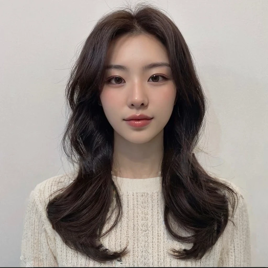 Best Quality, 8k, Masterpiece, (Portrait: 1.3), (photo realistic:1.4), (hyper realistic:1.4), Sharp Focus, looking at viewer, (smoother lighting:1.1), (increase cinematic lighting quality:0.9), realistic lighting, backlighting, light on face, ray trace, (brightening light:1.2), (Increase quality:1.4), sharp detail, (best quality real texture skin:1.4), finely detailed eyes, black_eyes, finely detailed face, 25 year old Korean woman, (pink formal_shirt:1.4), (Create an image maintaining the original base model hairstyle:1.5)