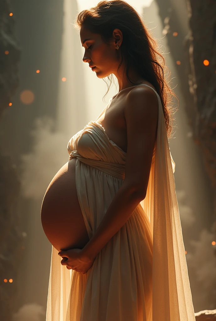 Create a woman, two meters pregnant