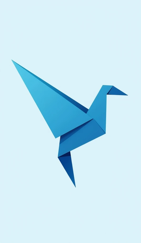 Generate a logo for a store with the simple blue and light blue colors of an origami bird from the side