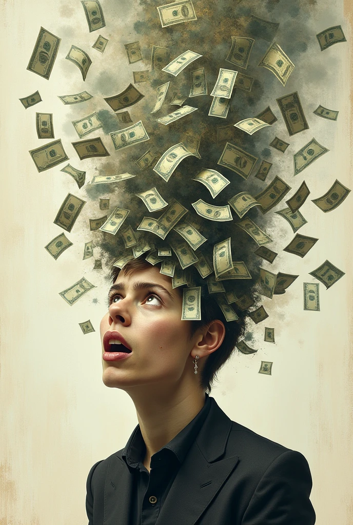 Money coming out of a person's head