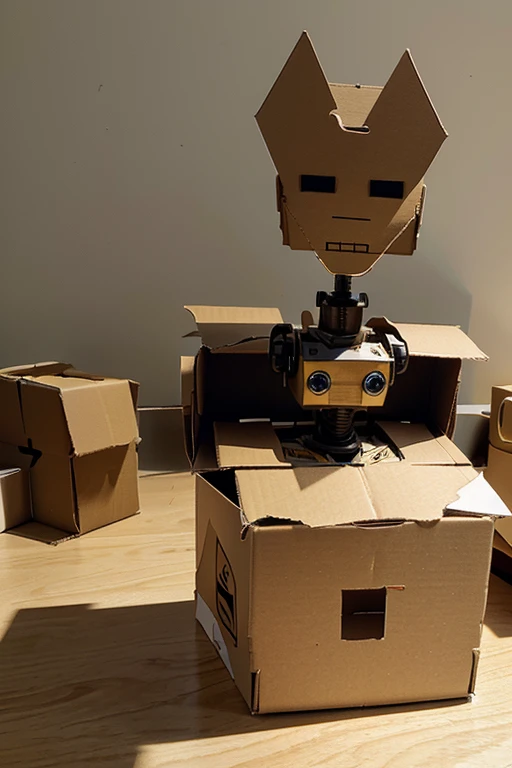 cardboard and glue, Kids can cut and glue shapes to create a 3D robot images of this