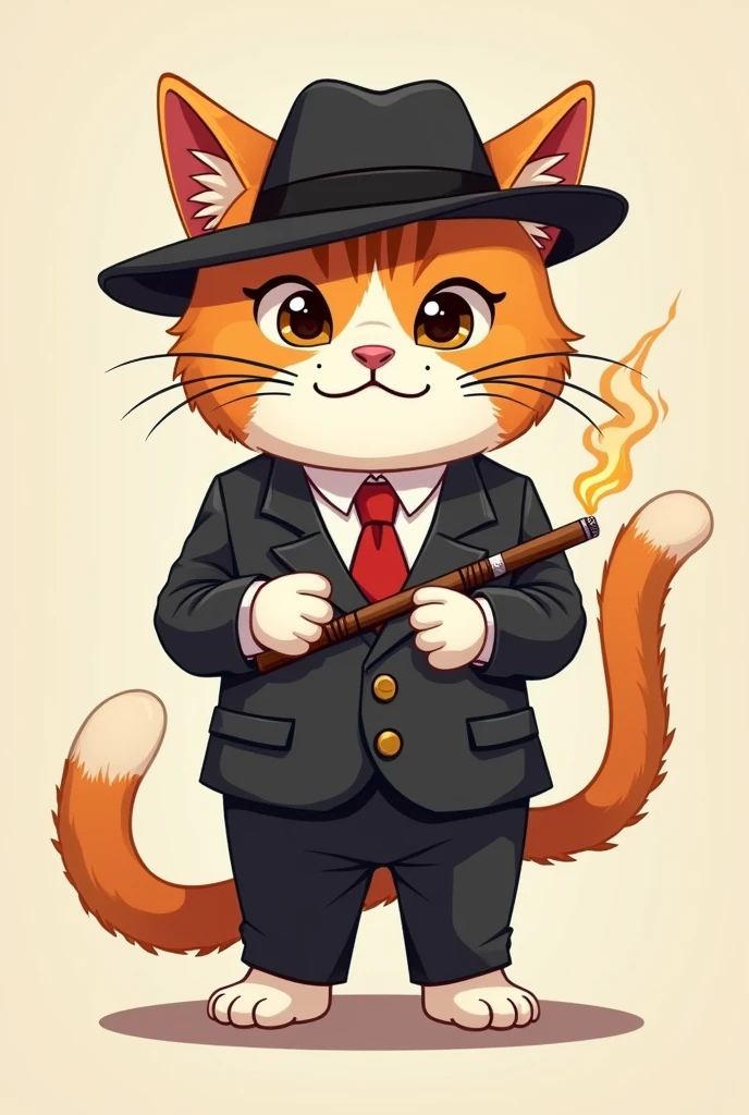 Yakuza Cat、cute、hat、cigar、An illustration