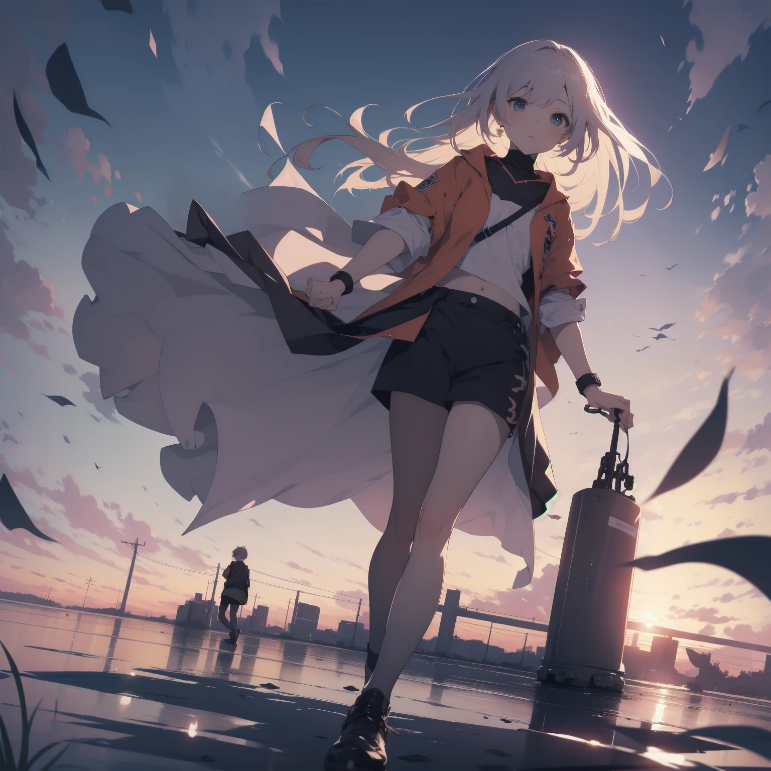 ultra-absurdres-Top quality by artist God, ultra-detailed, high resolution, anime moe artstyle, best anime 8k konachan wallpaper, pixiv contest winner, pool:2810, perfect anatomy,break, 1girl, ninja, (Please draw a girl walking sleepily alone. )break,(Solo,little female, 13-year-old:1.3),Full limbs, complete fingers,(very short hair), short cut, flat chest, , small butt, small black eyes, beautiful detailed eyes, well-proportioned iris and pupils, expressive eyes, highres detailed hair, soft expression, shorts,(Detailed Lighting), (Detailed background), night, in the meadow. break,super detailed skin, Best cinematic lighting powered by famous artist, 8k,beauty illustration,photoshop_(medium),very aesthetic,break,((artist:ayu_(mog) )), artist:clamp ,artist:carnelian ,artist:kantoku ,