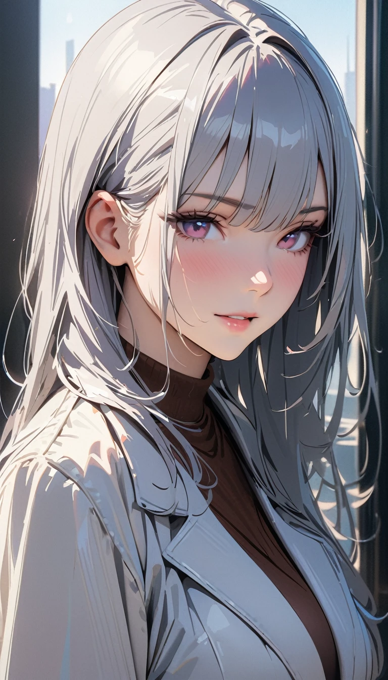 masterpiece , modern, Verism, masterpiece, super detail, best quality, 4K ,((Adult face)), woman,Wearing a white coat,Mature woman