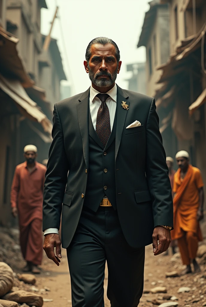 An angry Indian Rich man exploiting poor