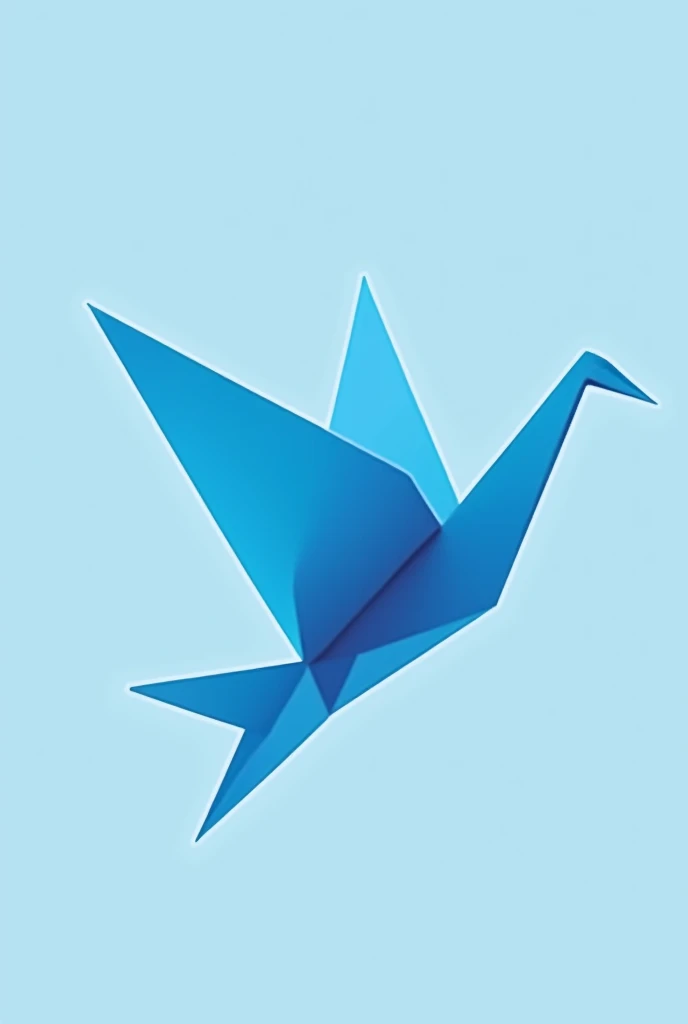Generate a logo for a store with the simple blue and light blue colors of an origami bird from the side