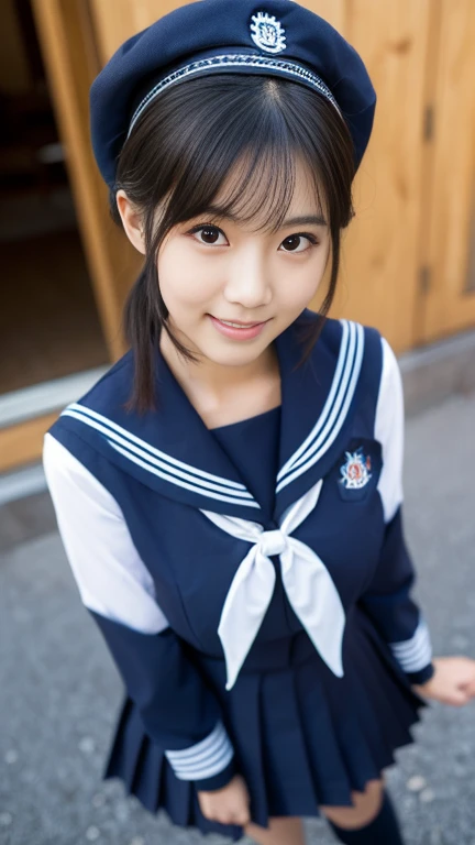 (A gorgeous Japanese idol, age 22 , wearing seifuku, school uniform, sailor moon, jk uniform, high-school uniform, red ribbon, sailor hat, knee high socks, random pose, at a flower shop,

Easygoing expressions, kind smile, dimpled chins, cute snaggle-tooth, short bob hair ponytail, symmetrical face, realistic detailed face, beautiful detailed eyes, perfect body anatomy, hourglass figure, ample round bosoms, huge breasts,

Raw photo, photorealistic, realistic portrait, hyper-realism, high contrast, ultra HD, realistic skin textures, top image quality, top-quality, super high resolution, fine details, very meticulously, masterpiece, medium shot, close-up shot, cowboy shot, High Angle Shot, bokeh background, SFW, Safe For Work)