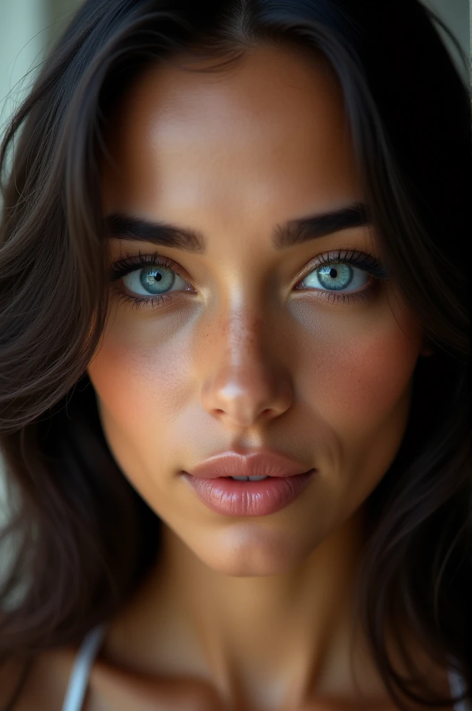 Brazilian woman with blue eyes