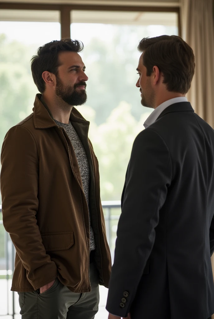 Two people talking, looking just as a third person approaches them