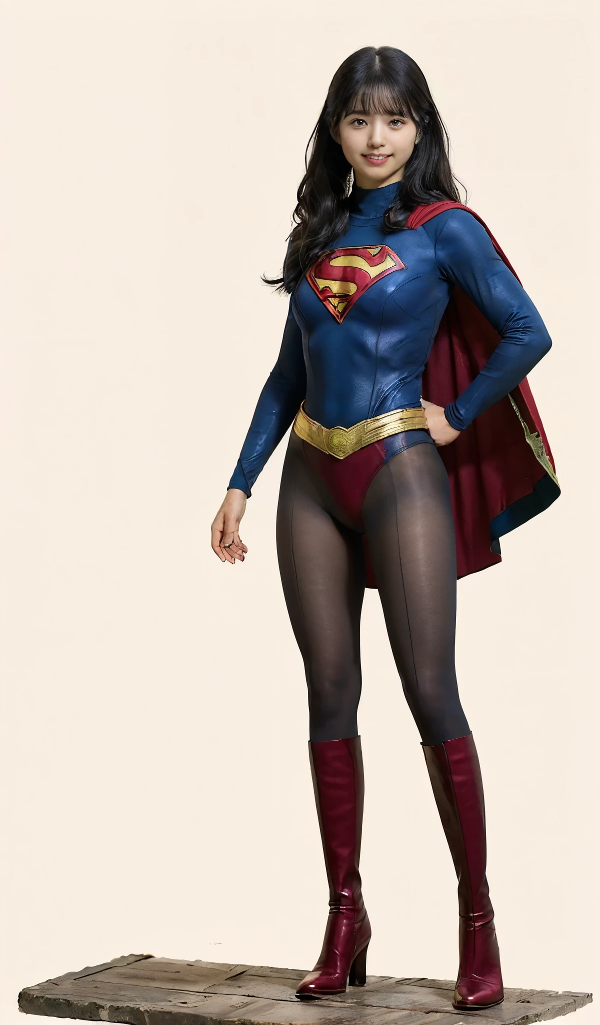 No background、(((Beautiful legs in black tights.)))、(((Legally express the beauty of your smile)))、((((Make the most of your original images)))、(((体にぴったりフィットするSupergirl Costume)))、(((Supergirl Costume)))、(((Beautiful hair with twin tails)))、(((suffering)))、(((Please wear black tights....、Wear red boots)))、((Best image quality、8k))、((Highest quality、8k、masterpiece:1.3))、(((Preserve background )))、Sharp focus:1.2、Beautiful woman with perfect figure:1.4、Slim Abs:1.2、Wet body:1.5、Highly detailed face and skin texture、8k