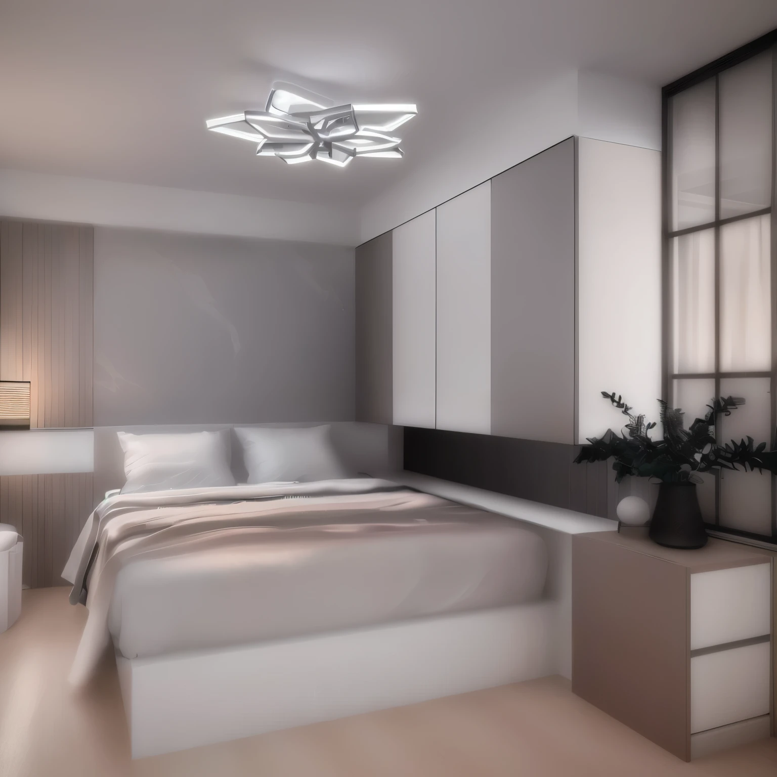 bedroom villa, ultra 8k, ultra relistic, white tone, white wall
