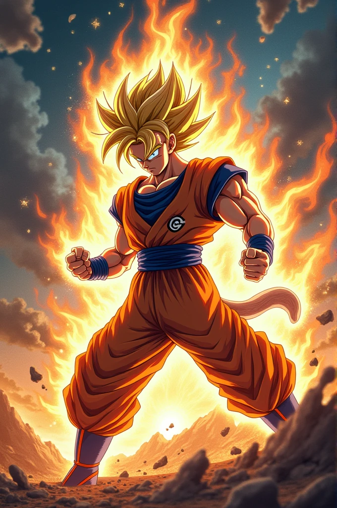 Goku ssj throwing a punch