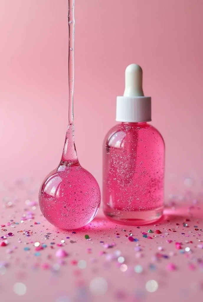 Pink wax drops with glitter