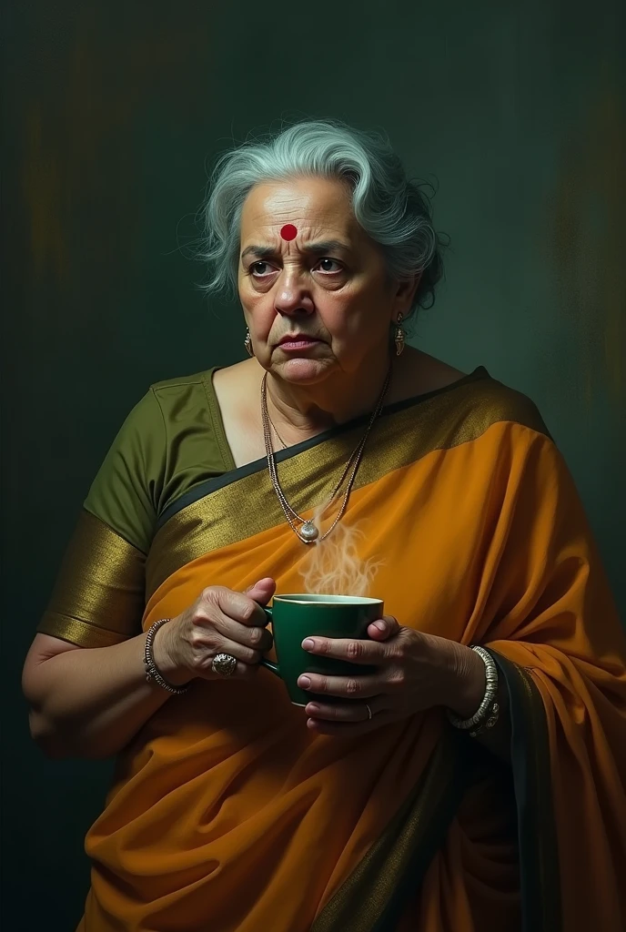 A fatty green tea addicted teacher with saree and she is horror