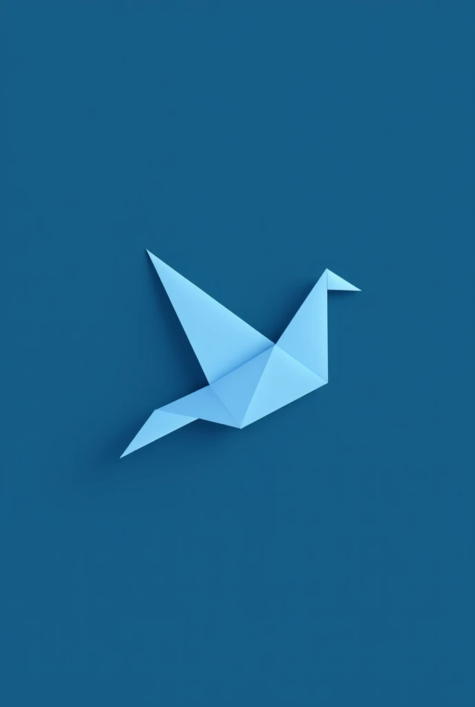 Generate a logo for a store with the simple blue and light blue colors of an origami bird looking to the left from the side with only one wing and that wing folded inwards