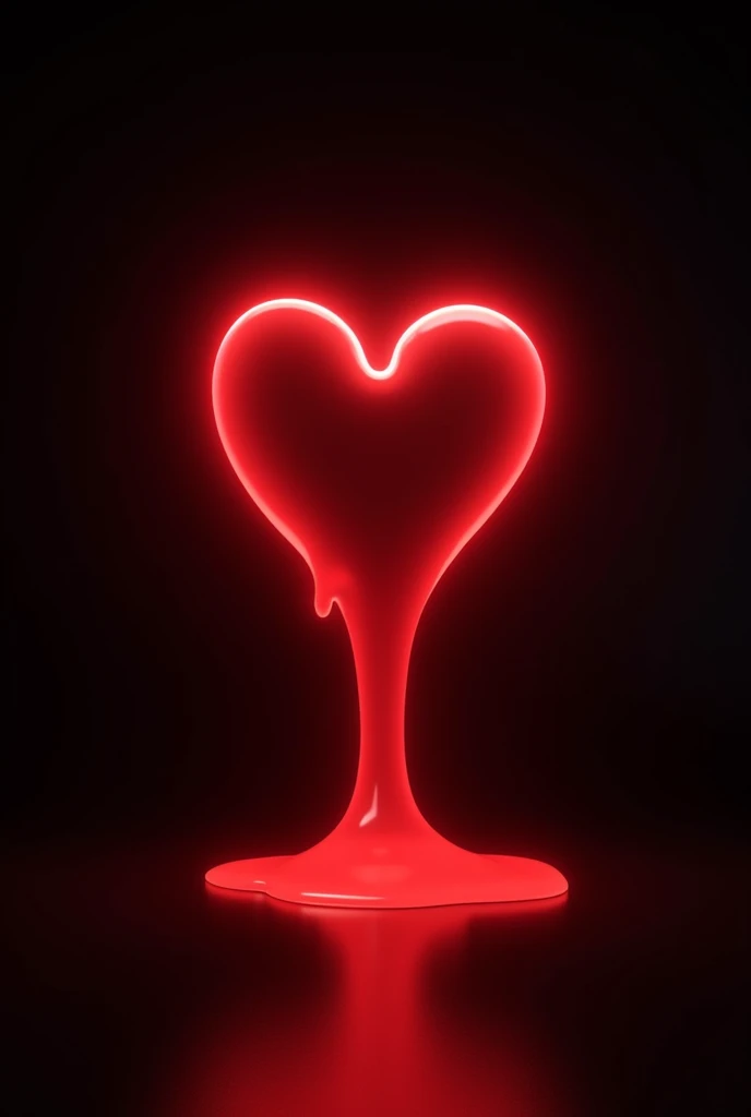 Generates an image of a red heart, minimalist, Black background, neon red color, gives the effect of melting upwards 