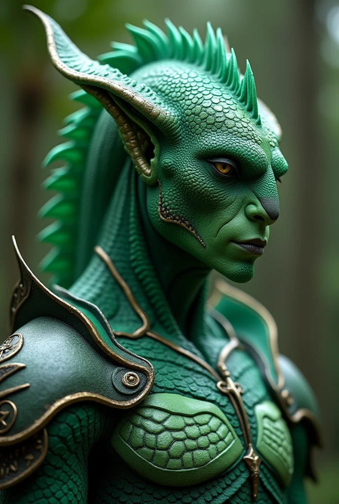 A close up of a green dragon statue with a large head - SeaArt AI