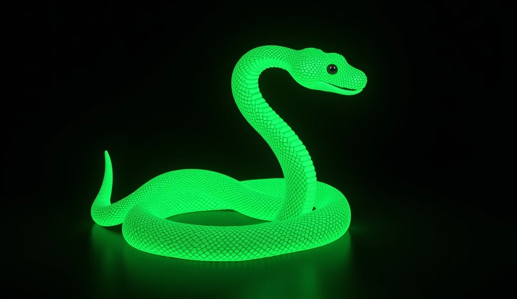 a neon green slytherin style snake with a black background