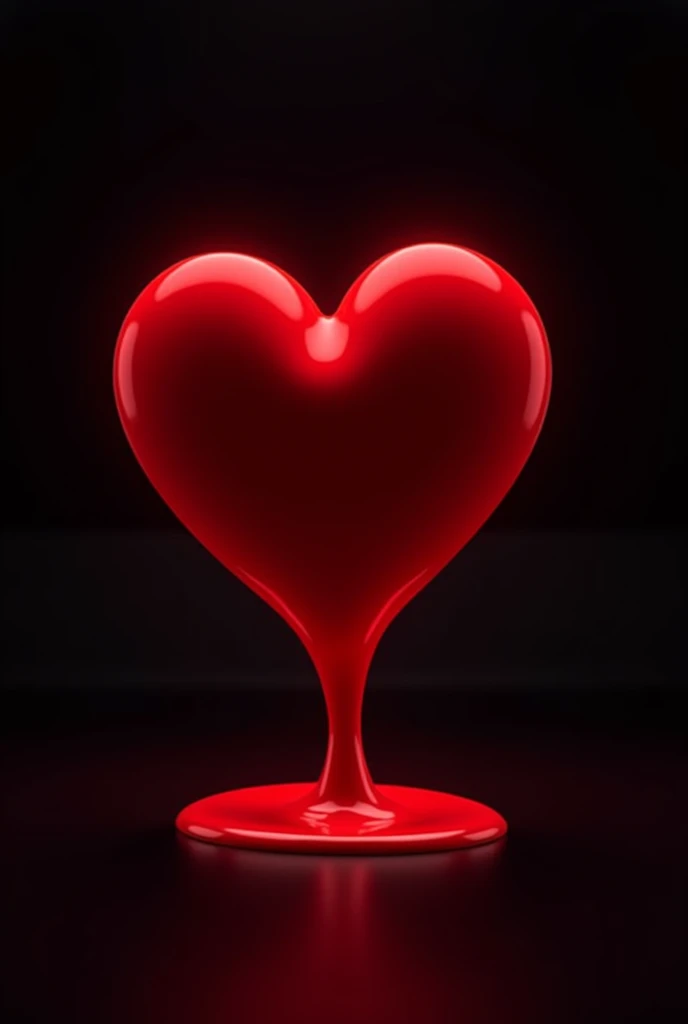 Generates an image of a red heart, minimalist, Black background, neon red color, gives the effect of melting upwards, gives the illusion that it is floating