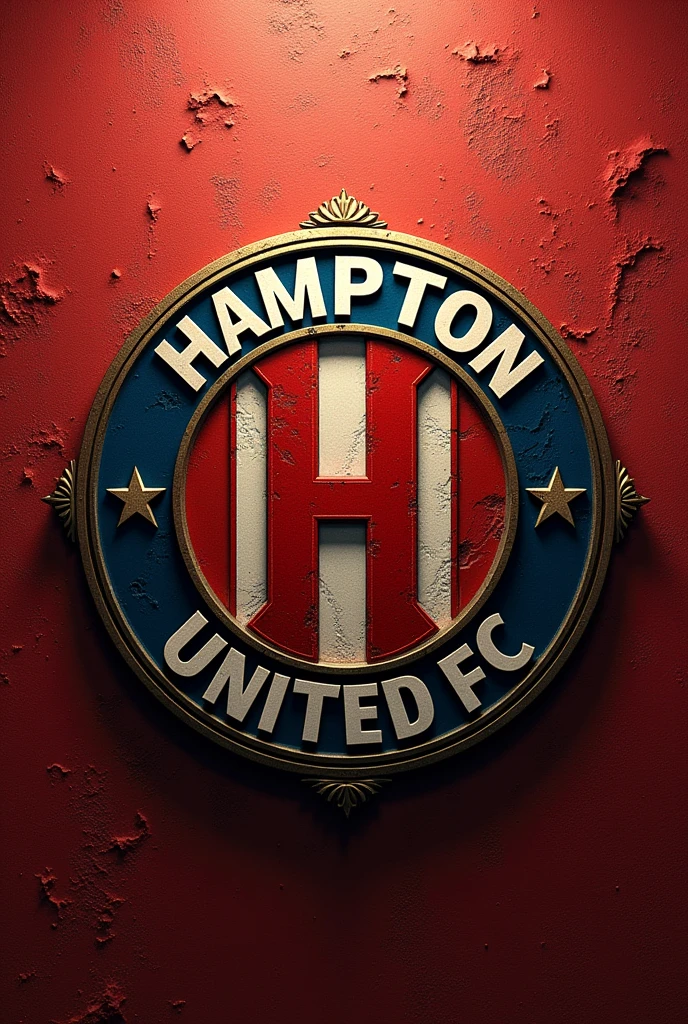 Round and with the Hampton United FC office on the shield
